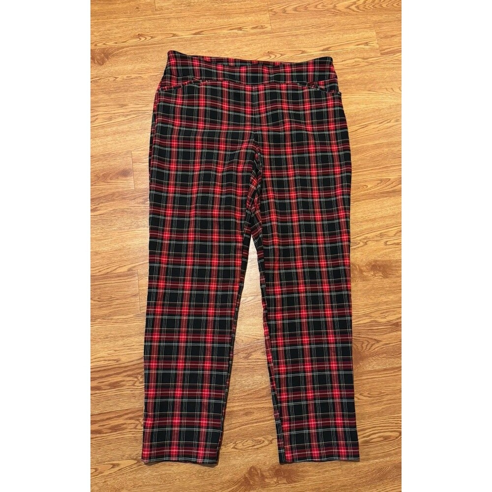 Terra & Sky Plus-Size Stretch Tartan Plaid Pocket Pull-on Size 0X 14W Holiday